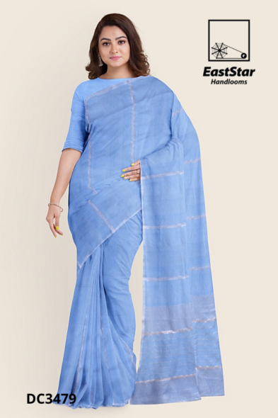 Pastel Blue Handloom Cotton Saree DC3479