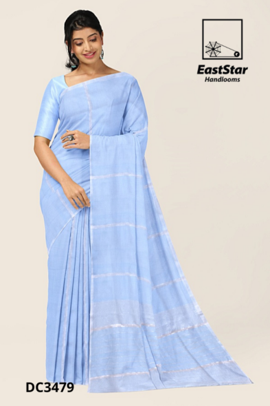 Pastel Blue Handloom Cotton Saree DC3479