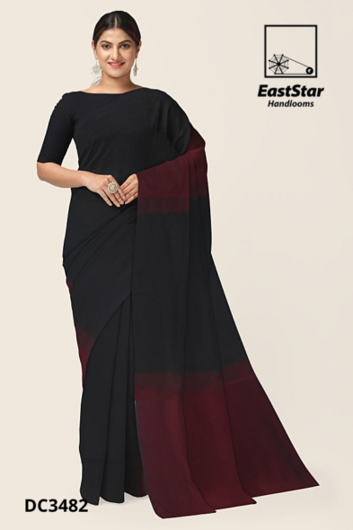 Black maroon Handloom Cotton saree DC3482