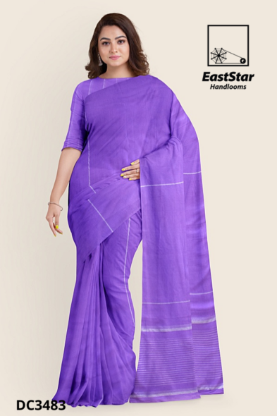 Solid Purple Handloom Cotton Saree DC3483