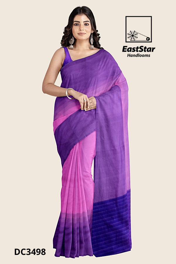 purple pink Handloom Cotton Saree DC3498
