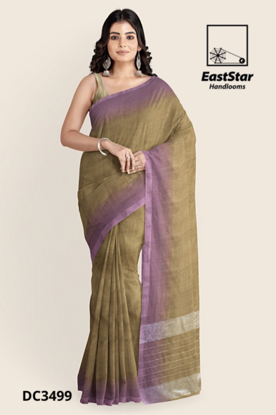 Olive-Moss Green Handloom Cotton Saree DC3499