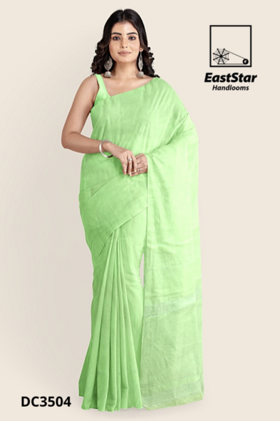 Light Green Handloom Cotton Saree DC3504