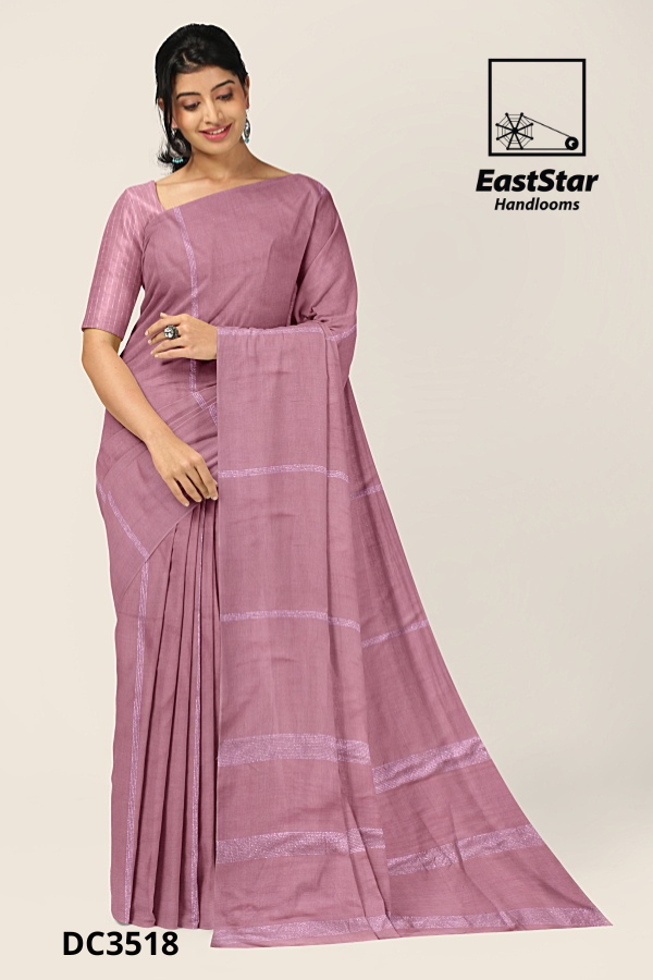 Pink-Lavender Handloom Cotton Saree DC3518