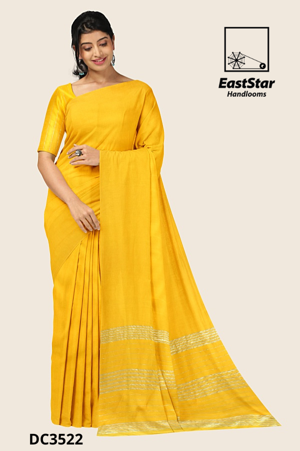 Mustard Yellow Handloom Cotton Saree DC3522