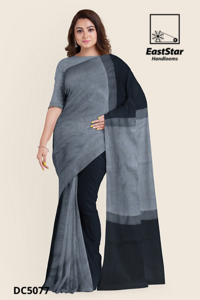 Grey black Handloom Cotton Saree DC5077