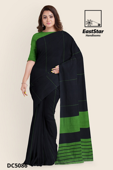 Black Handloom Cotton Saree DC5086