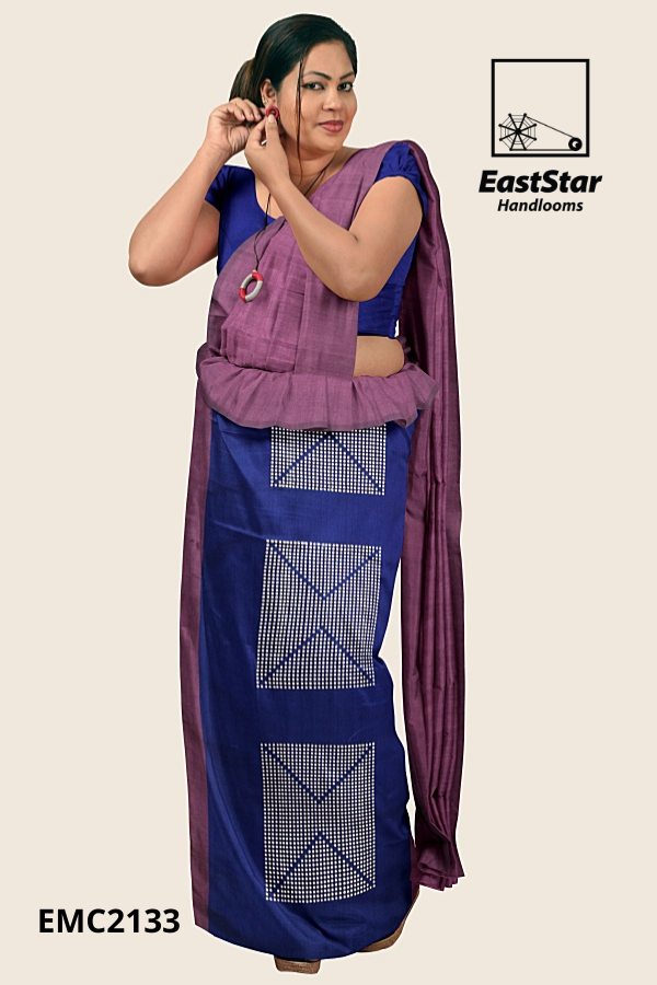 Mauve Handloom Embroidery Cotton Saree EMC2133