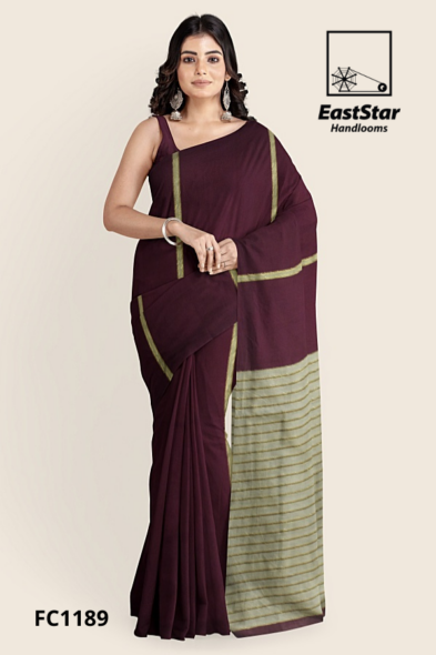 Maroon Handloom Cotton Saree FC1189