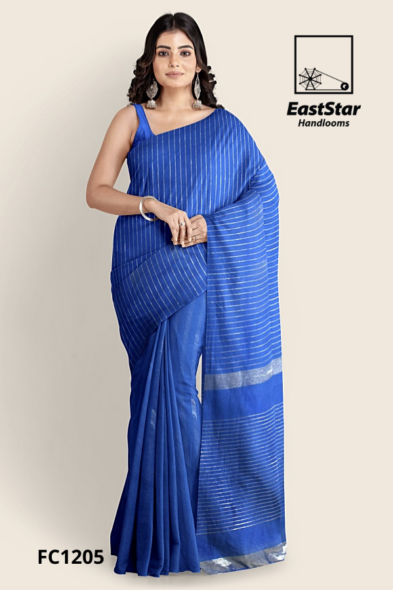 Royal Blue Handloom Cotton Saree FC1205