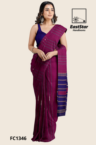 Magenta Handloom Cotton Saree FC1346