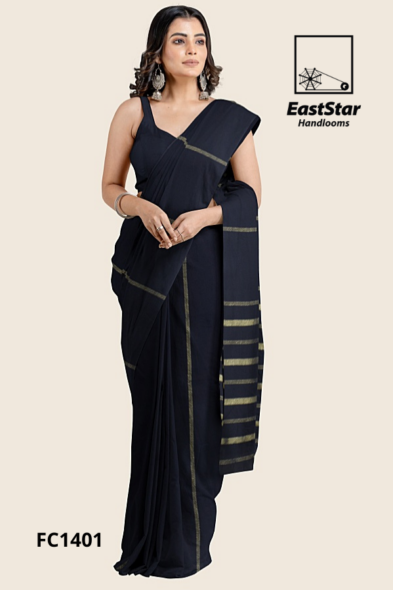 Black Handloom Cotton Saree FC1401