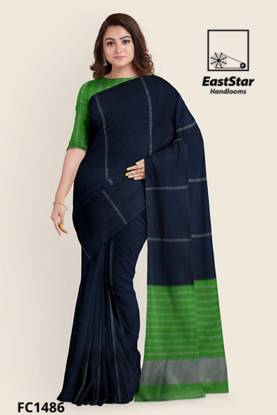 Navy Blue Handloom Cotton Saree FC1486