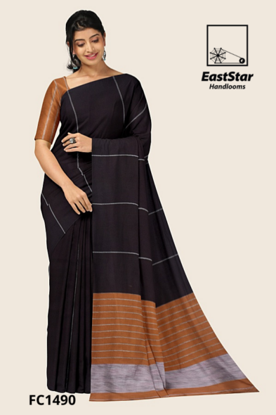 Brown Handloom Cotton Saree FC1490