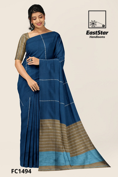 Royal Blue Handloom Cotton Saree FC1494
