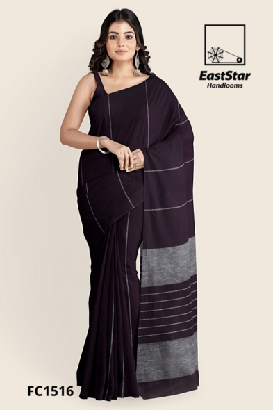 Dark Plum Handloom Cotton Saree FC1516