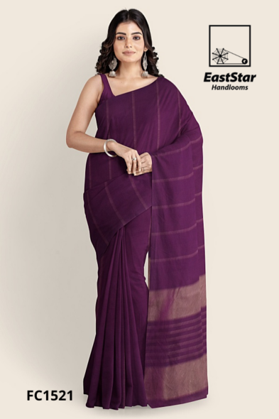 Plum Handloom Cotton Saree FC1521