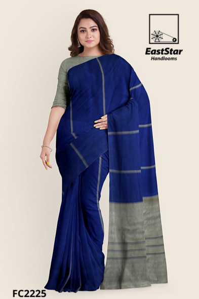 Navy Blue Handloom Cotton Saree FC2225