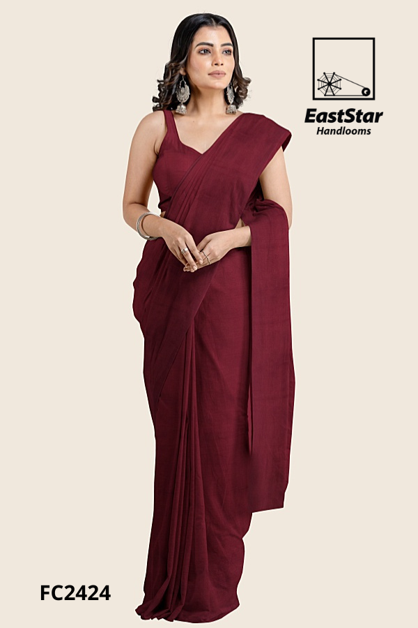 Maroon Handloom Cotton Saree FC2424