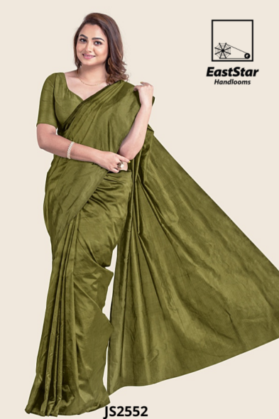 Olive Green  Handloom Silk Saree JS2552