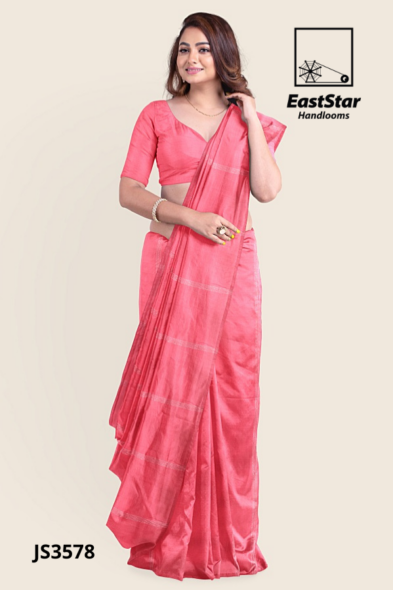 pink Handloom Silk Saree JS3578