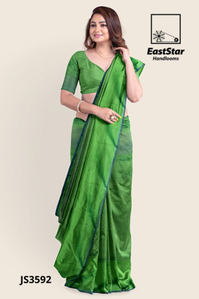 Bright Green Handloom Silk Saree JS3592
