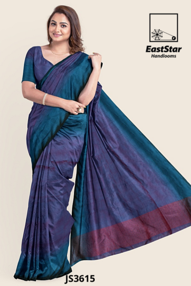 Teal Purple Handloom Silk Saree JS3615