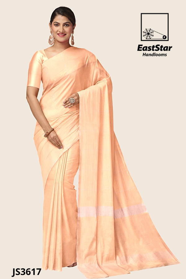 Peach Handloom Silk Saree JS3617