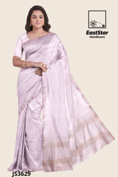 Pink Silver Handloom Silk Saree JS3629