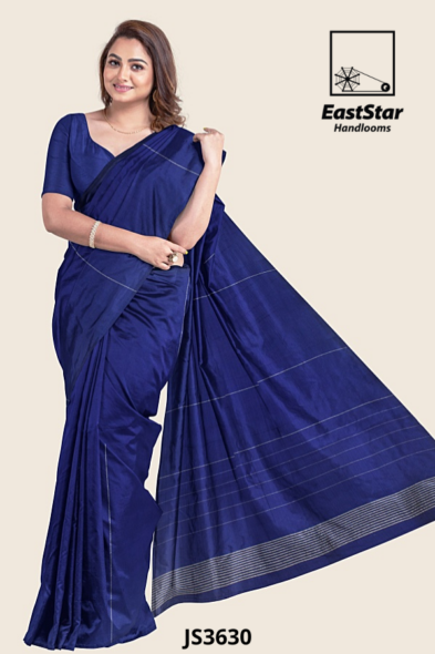 Dark Blue Handloom Silk Saree JS3630