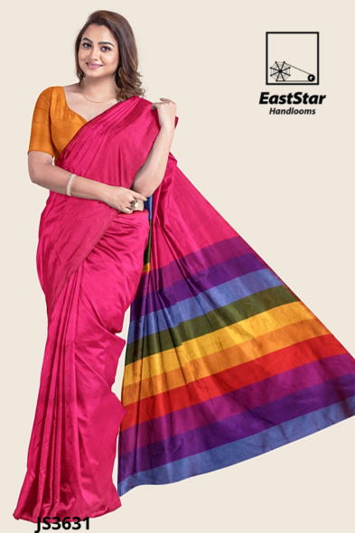 Vibrant Fuchsia Pink Handloom Silk Saree JS3631