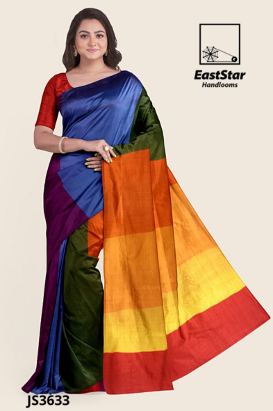 Multi Colour Handloom Silk Saree JS3633