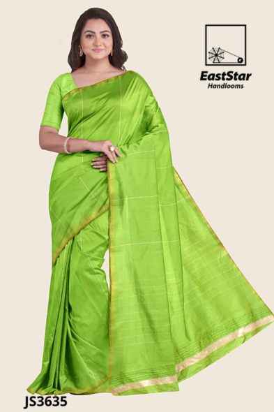 Lime Green Handloom Silk Saree JS3635