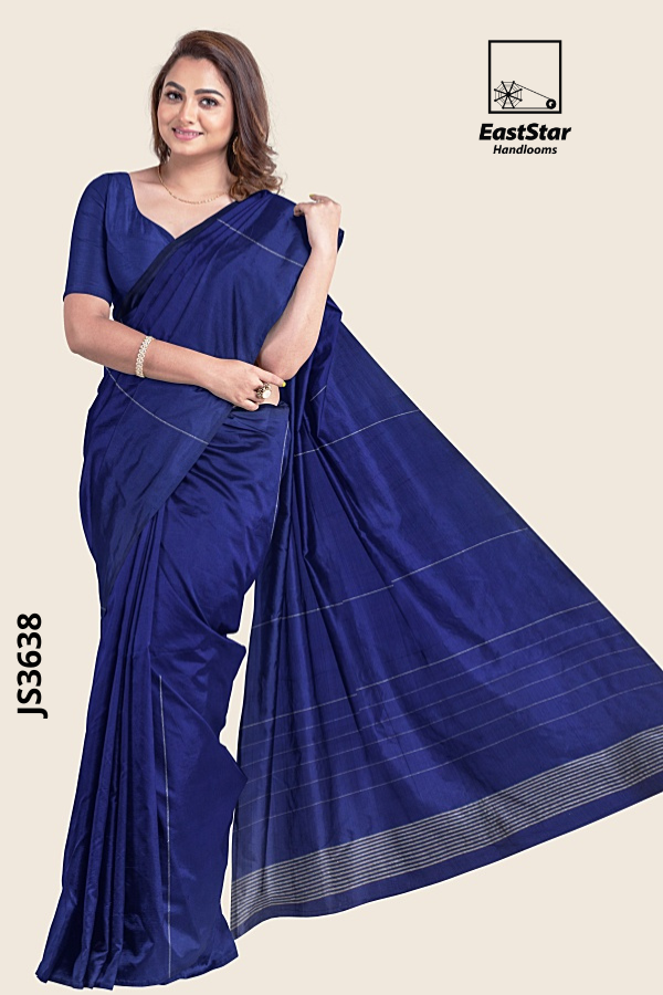 Dark Blue Handloom Silk Saree JS3638