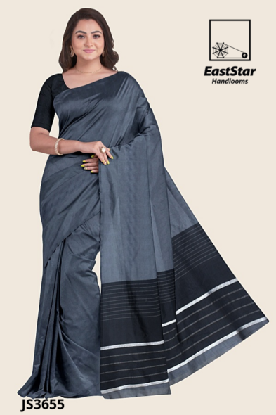 Slate Gray Handloom Silk Saree JS3655