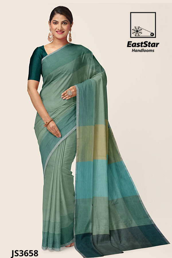 Sea Green Handloom Silk Saree JS3658