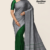 Deep Green Gray Handloom Silk Saree JS3663