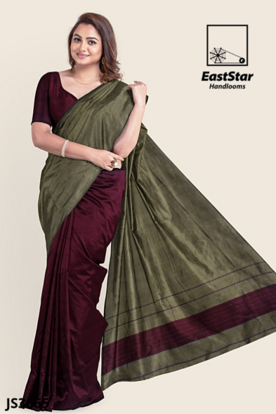 Maroon Dark Sand Colour Handloom Silk Saree JS3665