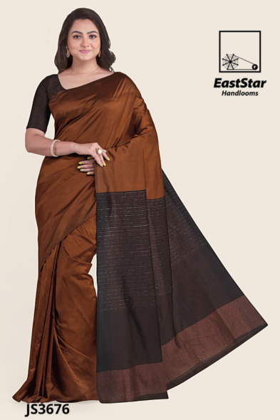 Copper Brown Handloom Silk Saree JS3676
