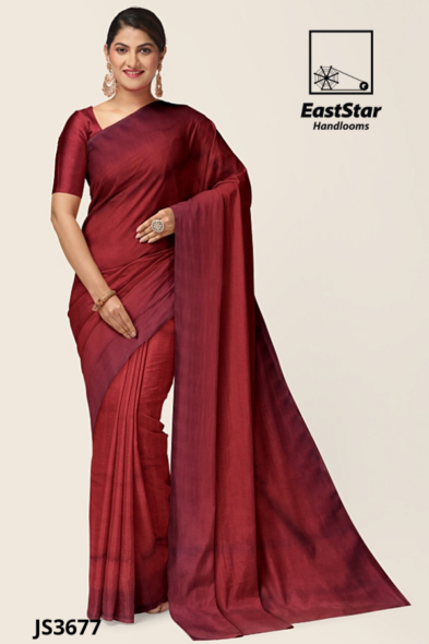 Deep Red Handloom Silk Saree JS3677