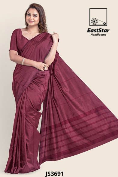 Pinkish Red Handloom Silk Saree JS3691