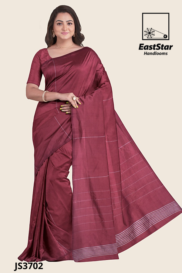 Light Maroon Handloom Silk Saree JS3702