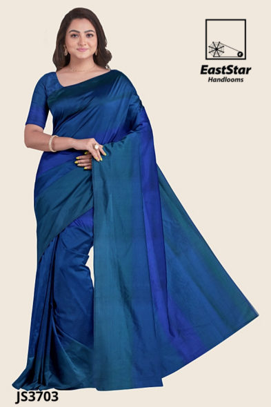 Blue Teal Handloom Silk Saree JS3703