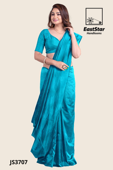 Teal Handloom Silk Saree JS3707