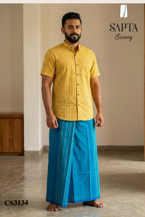 Blue Green SAPTA Handloom Sarong CS3134