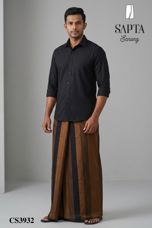 Black and Brown  SAPTA Handloom Sarong CS3932