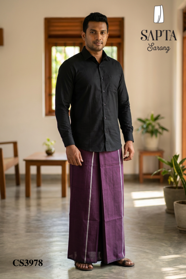 Burgundy SAPTA Handloom cotton Sarong CS3978