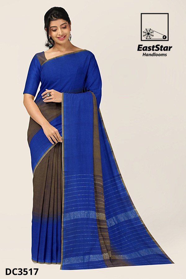 blue Handloom Cotton Saree DC3517