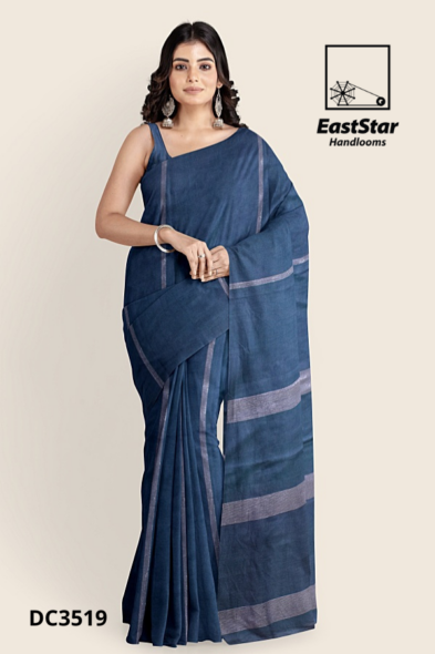 Deep Blue Purple Handloom Cotton Saree DC3519