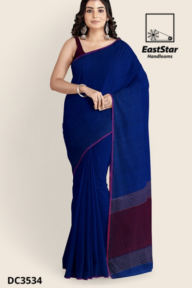 Royal Blue Handloom Cotton Saree DC3534